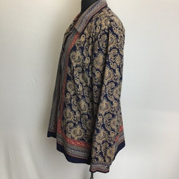 Vintage- Tan Jay Medallion/Paisley Button Down - Picture 2 of 9